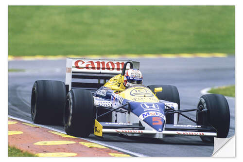 Selvklebende plakat Nigel Mansell, Williams FW11 Honda, British GP 1986