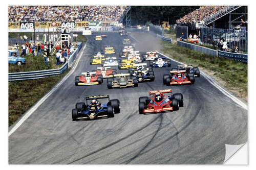 Selvklebende plakat Niki Lauda and Mario Andretti, F1 Swedish GP, 1978