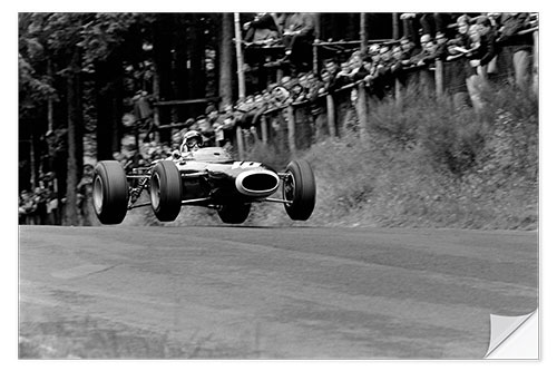 Selvklebende plakat Jackie Stewart gets airborne, Nürburgring, Germany 1965