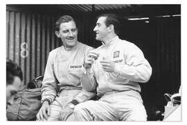 Selvklebende plakat Graham Hill and Jackie Stewart, French GP, 1965