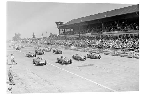 Acrylic print Juan Manuel Fangio, Mike Hawthorn, Jean Behra and Peter Collins, Nürburgring 1957