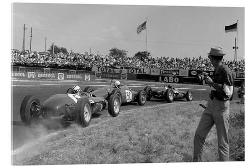 Acrylic print Jim Clark leads Giancarlo Baghetti and Innes Ireland, French GP 1961