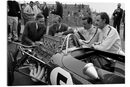 Gallery print Keith Duckworth, Colin Chapman, Jim Clark and Graham Hill, Lotus 49 Ford 1967