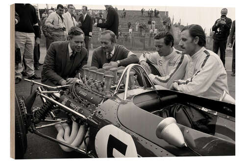 Cuadro de madera Keith Duckworth, Colin Chapman, Jim Clark and Graham Hill, Lotus 49 Ford 1967