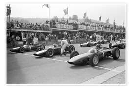 Wall print  Graham Hill, Bruce McLaren and Trevor Taylor on the starting grid, 1962