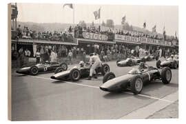 Quadro de madeira Graham Hill, Bruce McLaren and Trevor Taylor on the starting grid, 1962