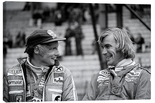 Canvas print Niki Lauda and James Hunt, Formula 1 GP, Belgium 1977