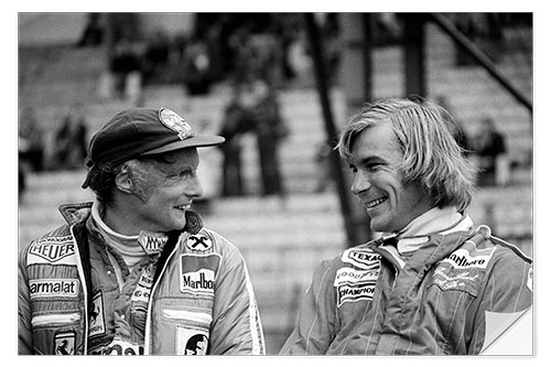 Wandsticker Niki Lauda und James Hunt, Formel 1 GP, Belgien 1977