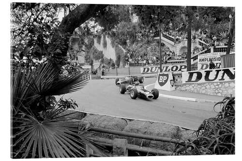 Akrylglastavla Graham Hill leads Jackie Stewart, Monte Carlo, Monaco 1965