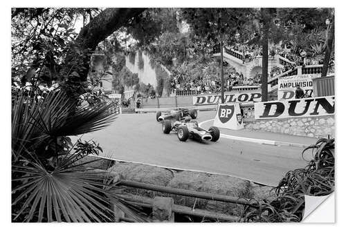 Wandsticker Graham Hill vor Jackie Stewart, Monte Carlo, Monaco 1965