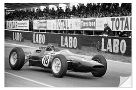 Selvklebende plakat Jim Clark, Lotus 25 Climax, French GP, 1963