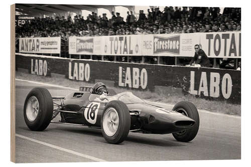 Holzbild Jim Clark, Lotus 25 Climax, GP Frankreich, 1963