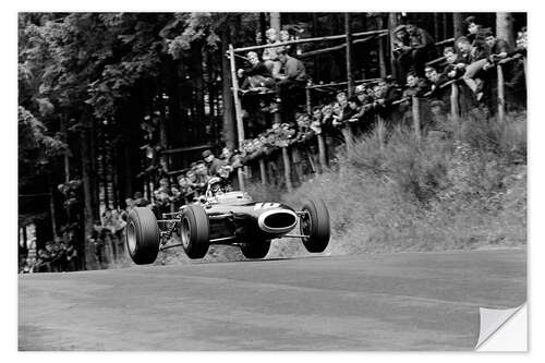 Selvklebende plakat Jackie Stewart gets airborne, Nürburgring Germany, 1965