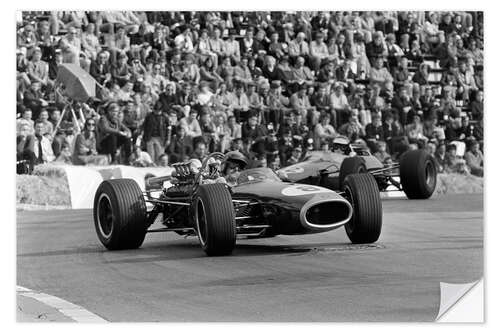 Selvklæbende plakat Jack Brabham and Jim Clark, Monaco GP, Monte Carlo 1967