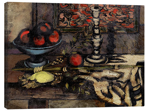 Lærredsbillede Still life with fruit and candlestick