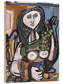 Print på træ Woman with grapes