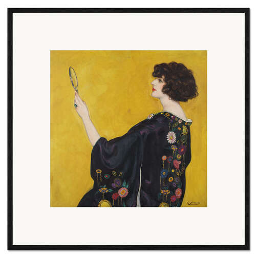 Impression artistique encadrée Femme de profil en kimono