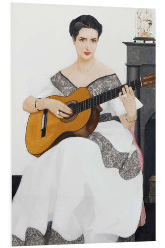 Foam board print Delfina on guitar