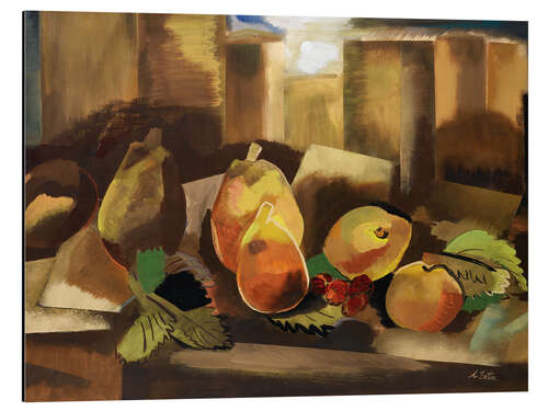 Aluminium print Still life with pears