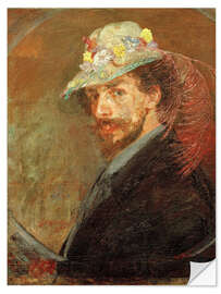 Selvklebende plakat Self-Portrait With a Flower Hat