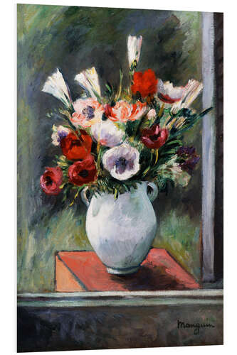 Foam board print Anemones in a white vase