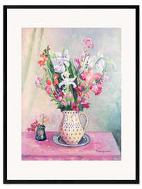 Ingelijste kunstdruk Gladioli in a vase