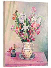 Wood print Gladioli in a vase