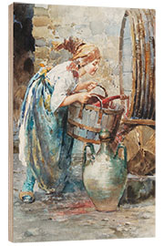 Puutaulu Young girl brings wine