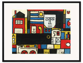 Gerahmter Kunstdruck Konstruktiv in fünf Farben