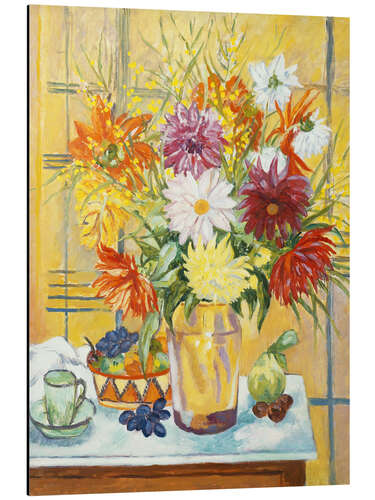 Aluminium print Flower still life in a glass vase