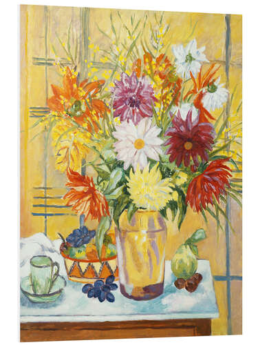 Foam board print Flower still life in a glass vase