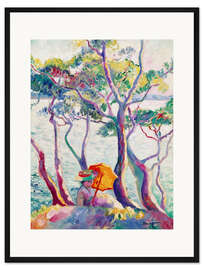 Gerahmter Kunstdruck Frau mit Sonnenschirm