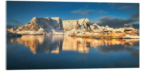 Cuadro de metacrilato Panorama de invierno de Sakrisoy en Lofoten