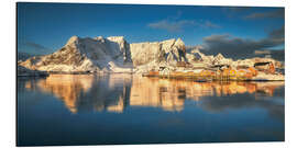 Aluminium print Winter panorama of Sakrisoy in Lofoten