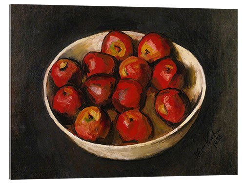 Akrylbillede Red apples in a wooden bowl