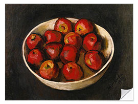 Selvklebende plakat Red apples in a wooden bowl