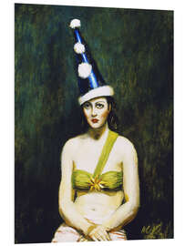 Foam board print Girl with a pierced red hat