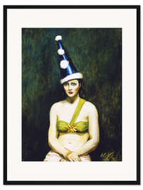 Gerahmter Kunstdruck Mädchen mit Pierrothut