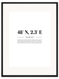 Gerahmter Kunstdruck Koordinaten - Paris