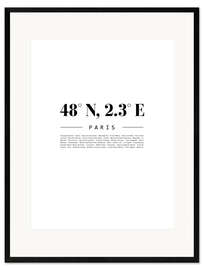 Plakat artystyczny premium w ramie Coordinates - Paris