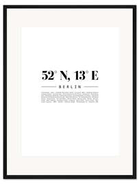 Gerahmter Kunstdruck Koordinaten - Berlin