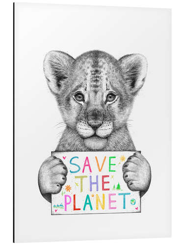 Aluminium print Lion cub - save the planet