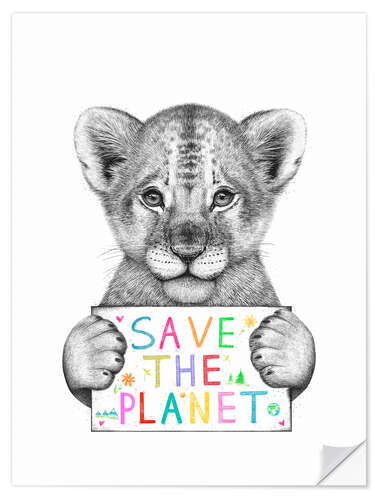 Wandsticker Löwenbaby - save the planet