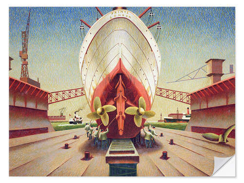 Selvklebende plakat Ship in dry dock