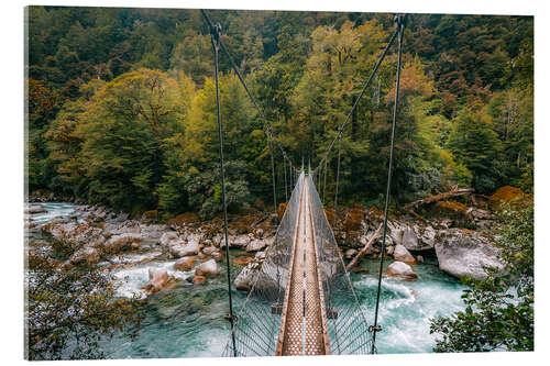 Cuadro de metacrilato Puente colgante en los Fiordlands de Nueva Zelanda