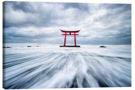 Canvas print Red torii by the sea