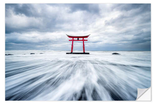 Självhäftande poster Red torii by the sea