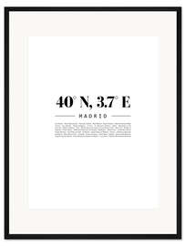Gerahmter Kunstdruck Koordinaten - Madrid