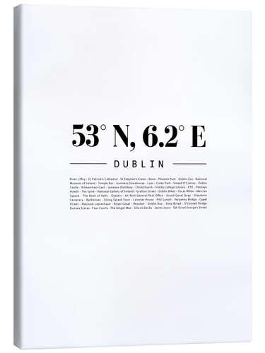 Canvas print Coordinates - Dublin