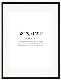 Gerahmter Kunstdruck Koordinaten - Dublin